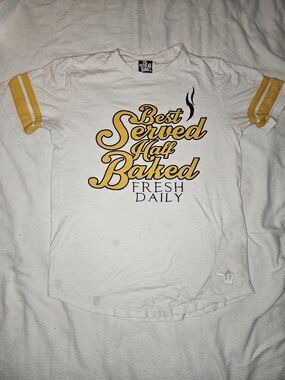 "Best Served Half Baked" Graphic Tee - White/Yellow